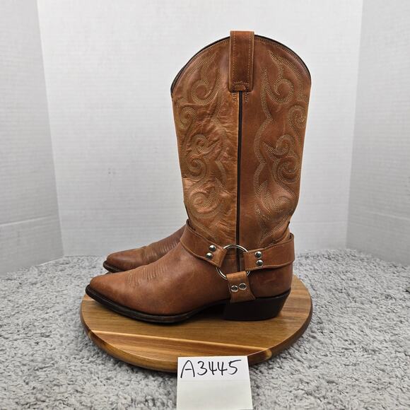 Rudel Brown Leather Harness Casual Lifestyle Western Cowboy Boots Mens 8 E Wide - Picture 1 of 16